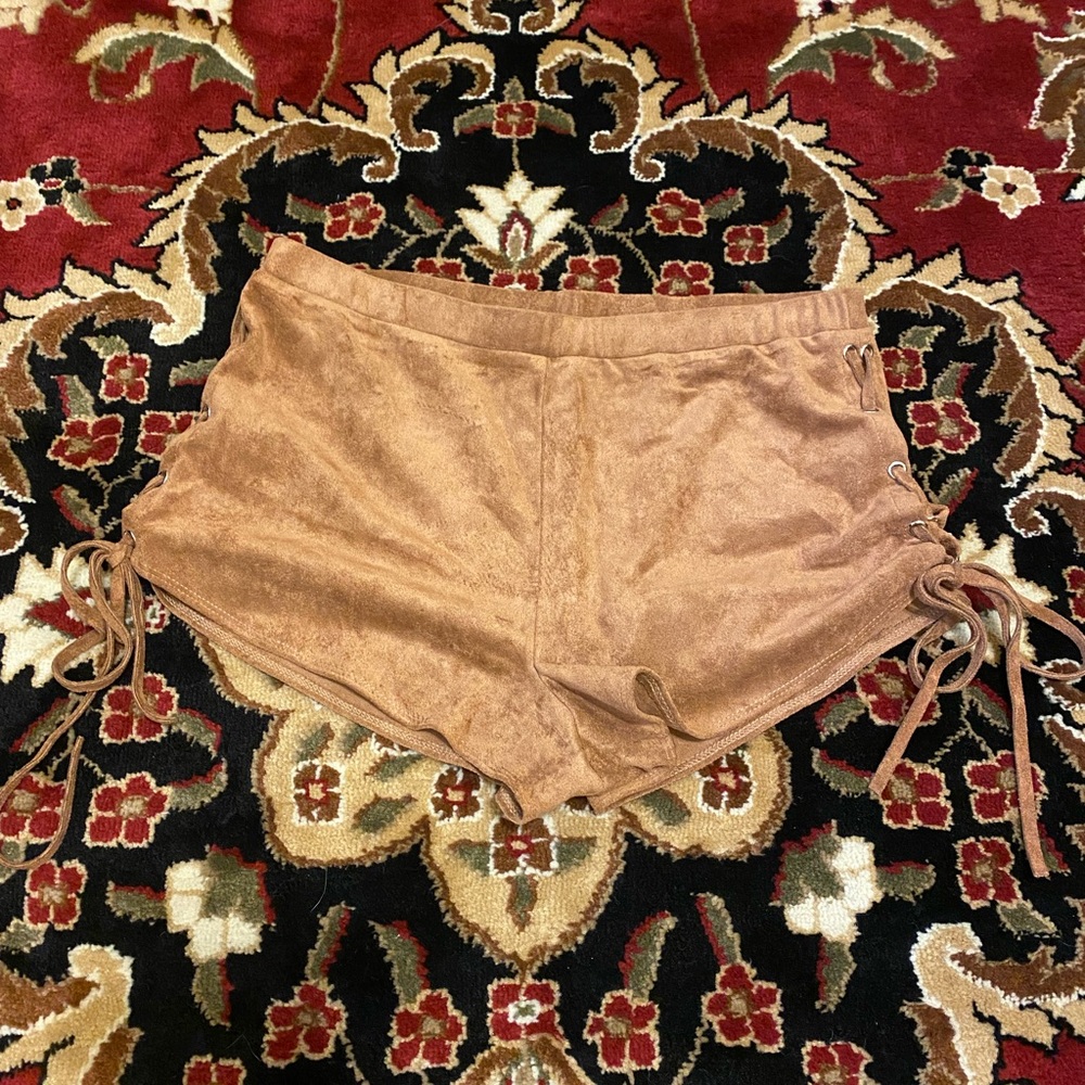 Brown Faux Suede Shorts